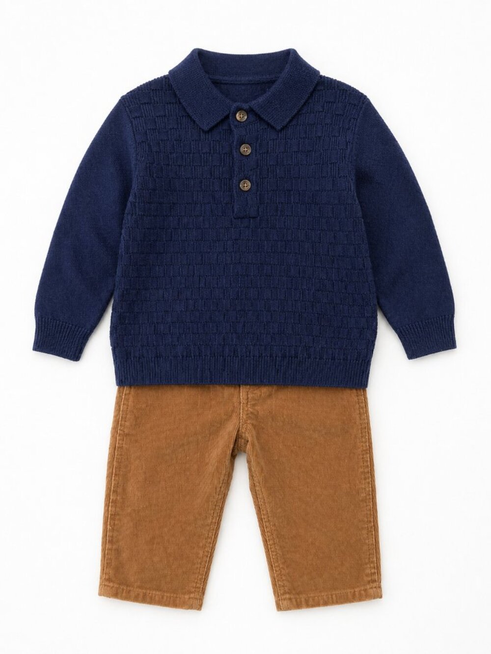 NWT Little Me Toddler Boy 2 Piece Outfit 24 Months Navy Sweater Corduroy Pants